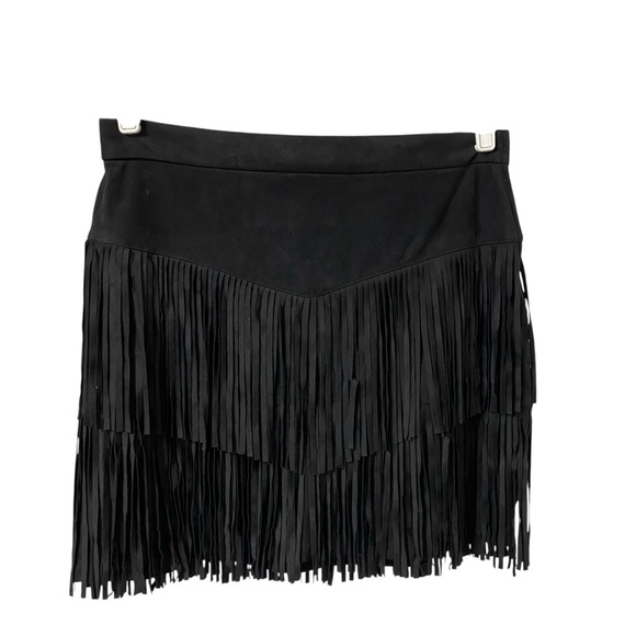 Francesca’s black suede western fringe skirt festival boho country size large - Picture 2 of 9